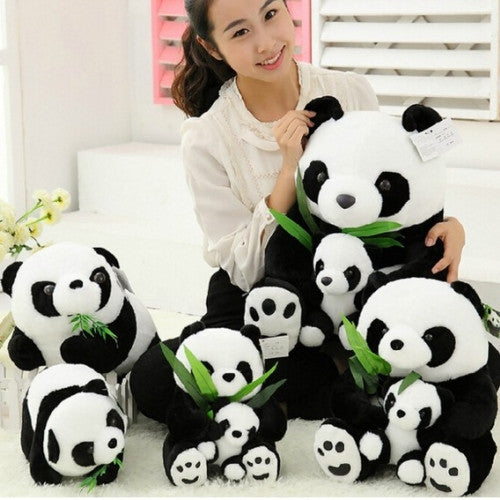 Sitting Mother and Baby Panda Plush Toy